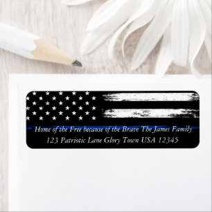 Étiquette Drapeau noir, blanc et bleu étoiles et rayures