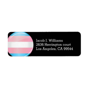 Étiquette Drapeau rond brillant de fierté de transsexuel