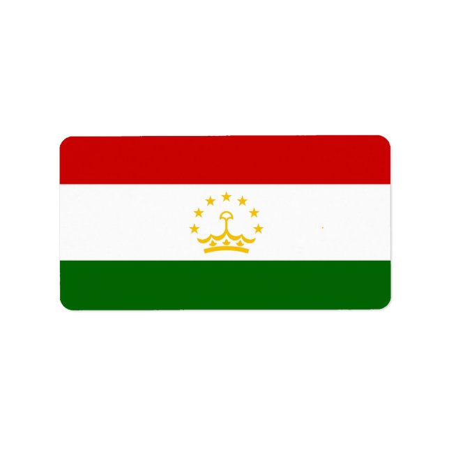 Étiquette Drapeau Tadjikistan (Devant)