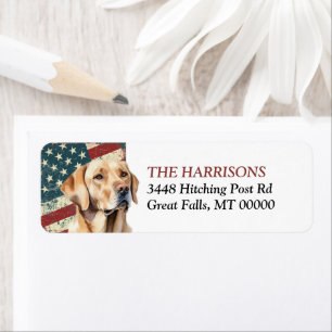 Étiquette Drapeau USA Grunge Labrador Retriever Adresse de R