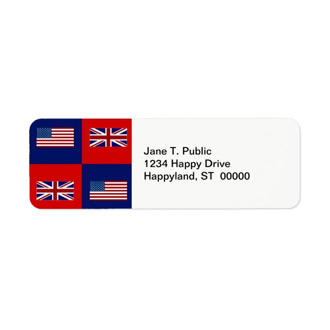 Étiquette Drapeau USA & motif de drapeau britannique (Devant)