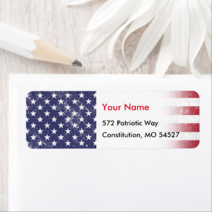 Étiquette Drapeau vintage USA Patriotique Américain Rouge Bl