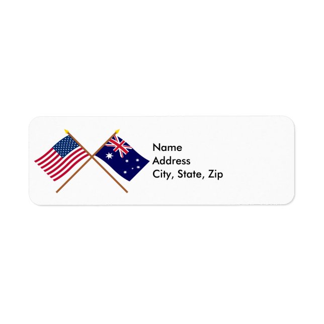 Étiquette Drapeaux croisés des États-Unis et de l'Australie (Devant)