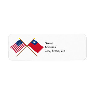 Étiquette Drapeaux croisés des États-Unis et de Taiwan