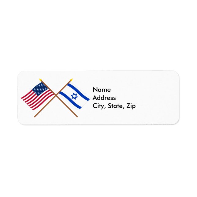 Étiquette Drapeaux croisés des États-Unis et d'Israël (Devant)