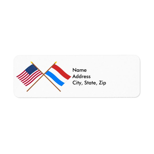 Étiquette Drapeaux croisés des États-Unis et du Luxembourg (Devant)