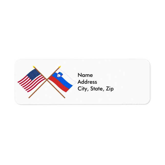 Étiquette Drapeaux croisés États-Unis et Slovénie (Devant)