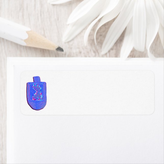Étiquette Dreidel floral Hanukkah (En situation)