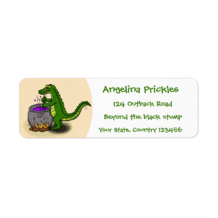 Étiquette Drôle alligator vert cuisine dessin animé