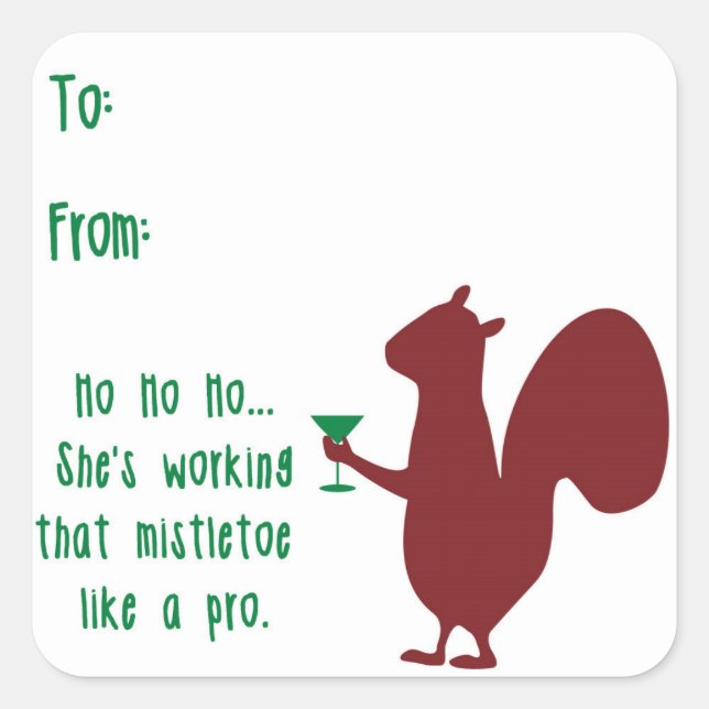 Étiquette drôle de cadeau de Noël avec l'écureuil (Devant)