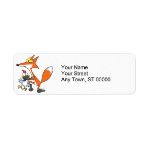 Étiquette drôle de vol de poulet renard voleur