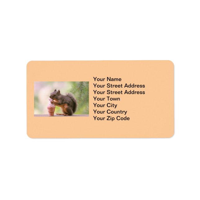 Étiquette Drôle Écureuil Licking Ice Crème Cône (Devant)