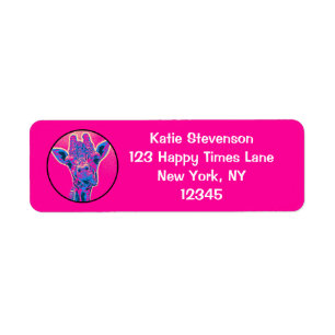 Étiquette Drôle Giraffe Sticking out son langue