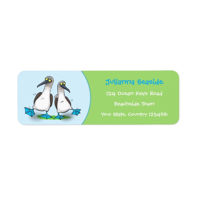 Étiquette Drôle, joyeux croquis à pieds bleus dansant dessin (Devant)