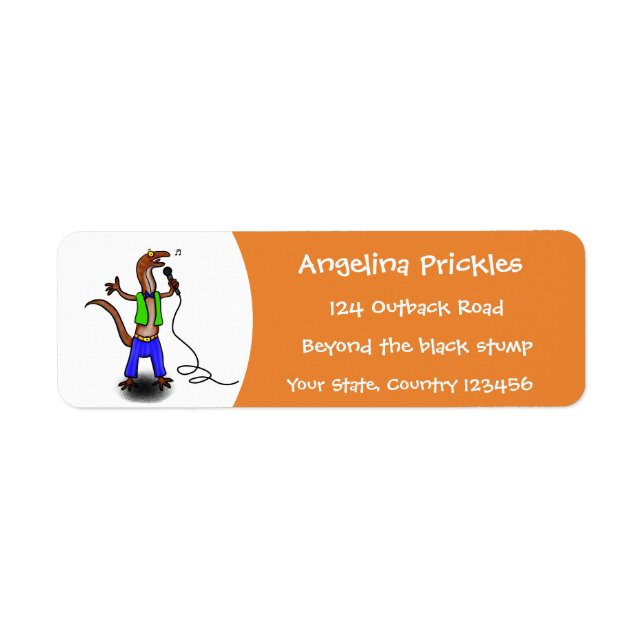 Étiquette Drôle lézard chantant avec bande dessinée de micro (Devant)