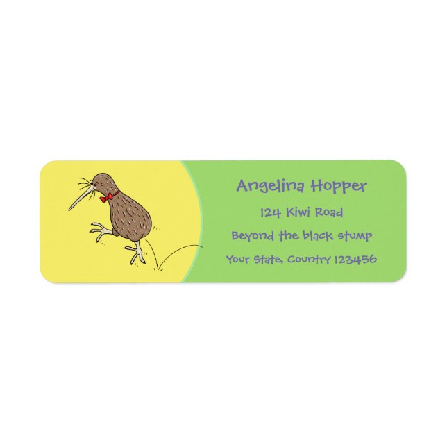 Étiquette Drôle mignon kiwi de Nouvelle-Zélande saut de band (Devant)