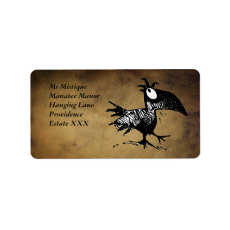 Étiquette Drôle noir Cartoon Crow
