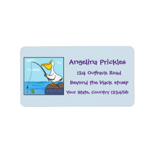 Étiquette Drôle pélican de pêche