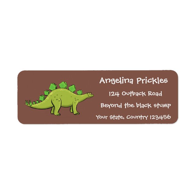 Étiquette Drôle stegosaurus dinosaure dessin animé (Devant)