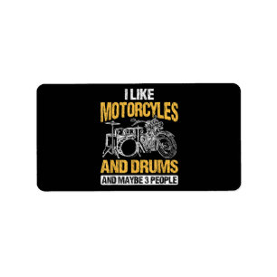 Étiquette Drummer Drumming J'Aime Les Motos Et Les Drums