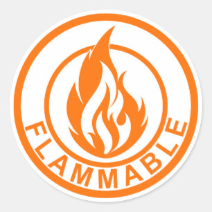 Étiquette du cercle de feu inflammable orange