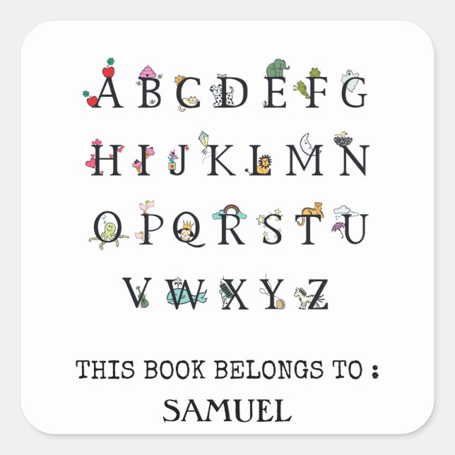 ÉTIQUETTE DU LIVRE POUR ENFANTS : GRAPHIQUE ALPHAB (Devant)