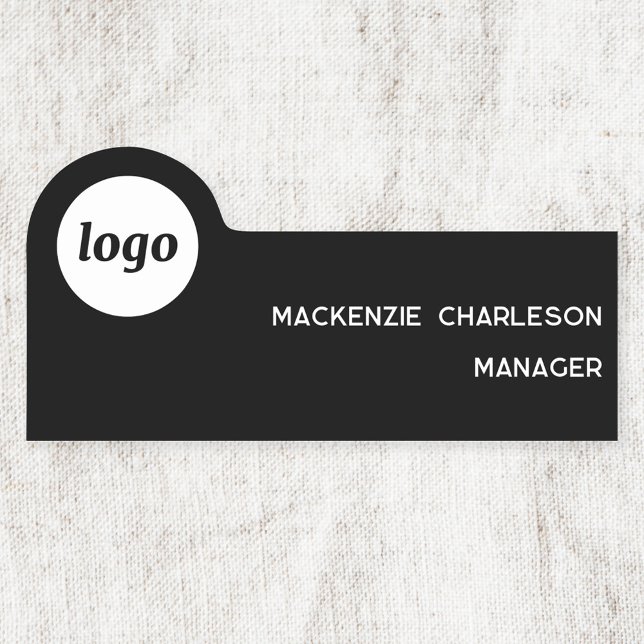 Étiquette du nom du personnel de l'employé magnéti (Simple logo with custom text business branding promotional staff employee name tag)