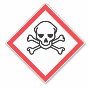 Étiquette du symbole de danger du crâne et des os 