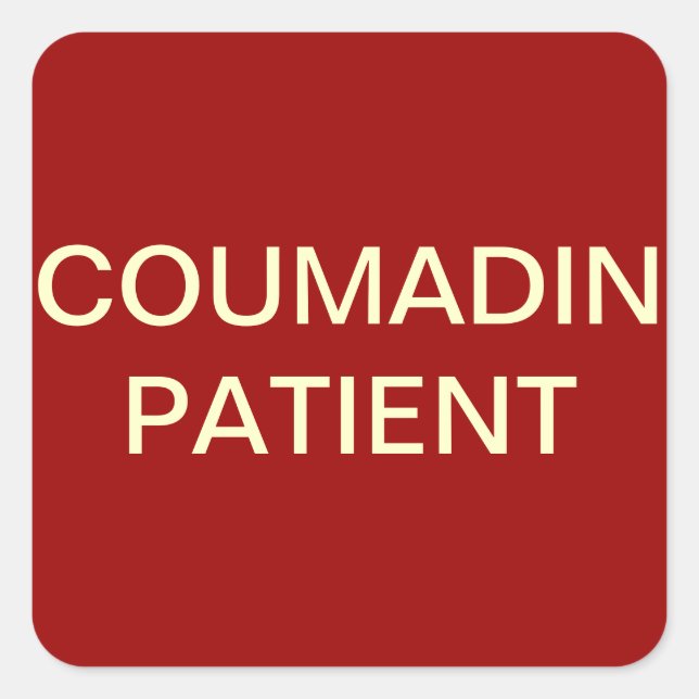 Étiquette du tableau des patients Coumadin (Devant)