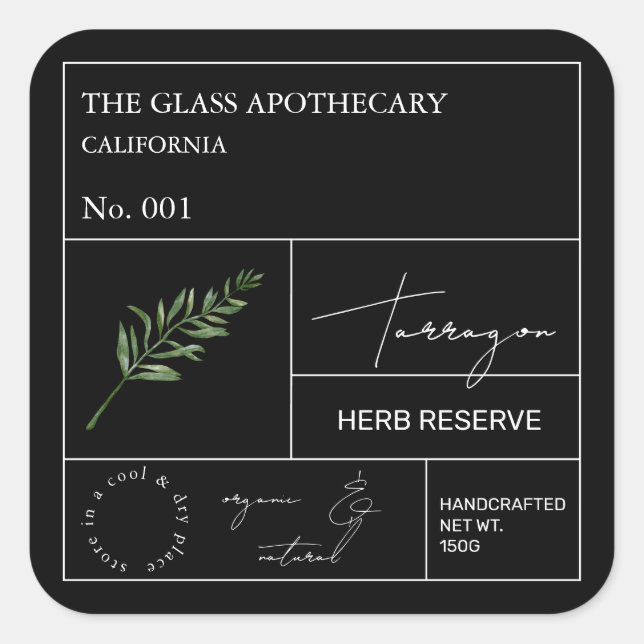 Étiquette du Tarragon d'Apothecary (Devant)