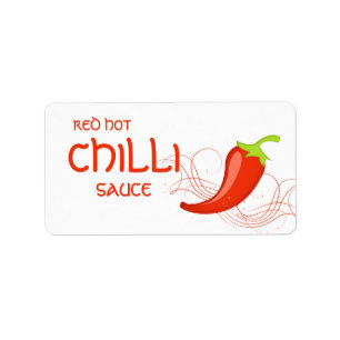 Étiquette d'un rouge ardent de poivre de sauce à