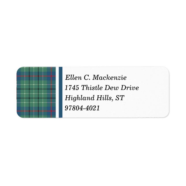 Étiquette Duncan Clan Vert clair et bleu Tartan antique (Devant)