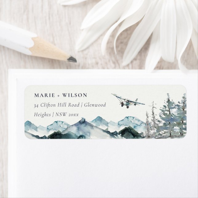 Étiquette Dusky Blue Mountains Pine Plane Glider Adresse (En situation)