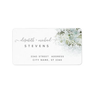 Étiquette Dusty blue elegant romantic floral label