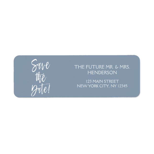 Étiquette Dusty Blue Enregistrer la date Adresse de retour (Devant)