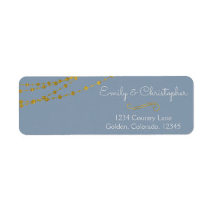 Étiquette Dusty Blue et Gold Foil Mariage