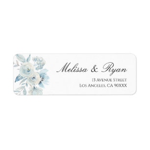Étiquette dusty blue floral address label