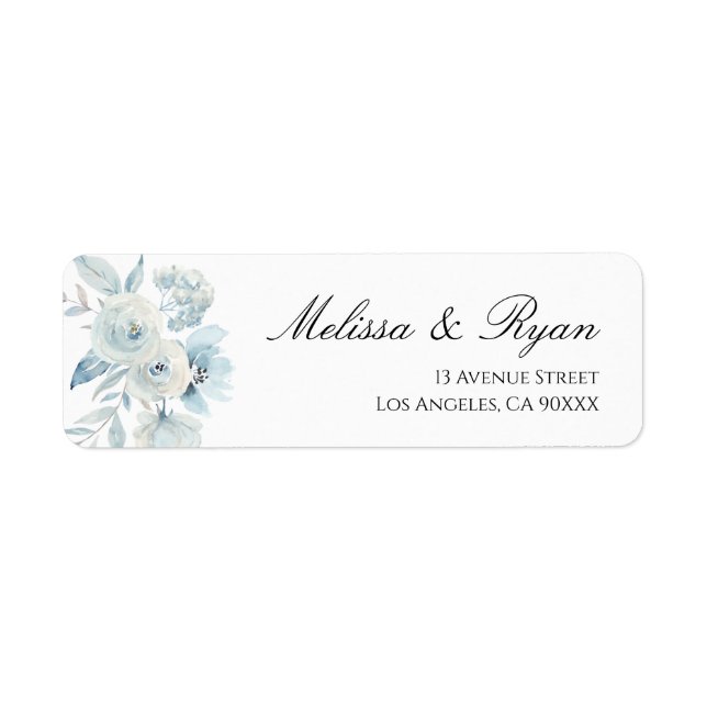 Étiquette dusty blue floral address label (Devant)