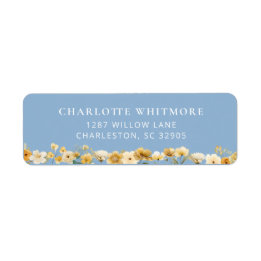Étiquette Dusty Blue Floral Return Address Label