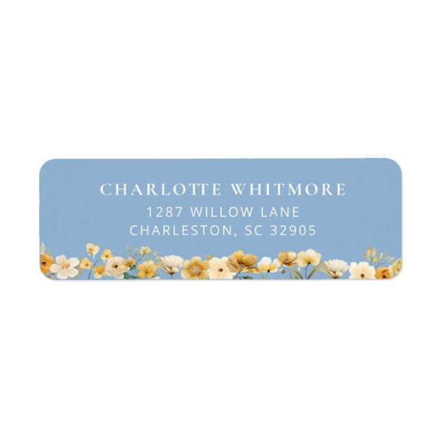 Étiquette Dusty Blue Floral Return Address Label (Devant)