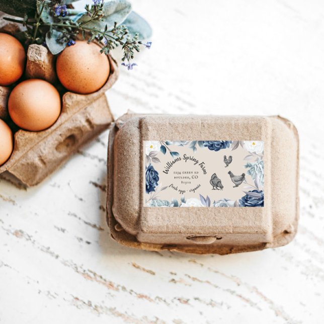 Étiquette Dusty Blue Floral Script rustique Canard Carton Oe (Créateur téléchargé)