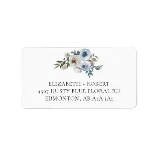 Étiquette Dusty Blue Mariage Floral Détails Réception Script
