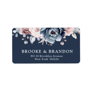 Étiquette Dusty Blue Mauve Rose rose ardoise Mariage floral