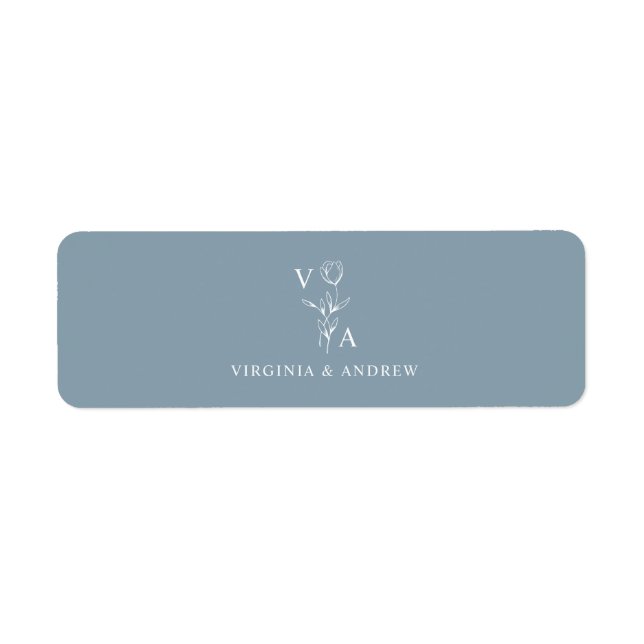Étiquette Dusty Blue Minimalist Wedding Monogram (Devant)
