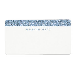 Étiquette Dusty Blue Periwinkl Glitter Stripe Address Labels