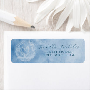 Étiquette Dusty Blue Swan Lake Mariage Adresse de retour Lab
