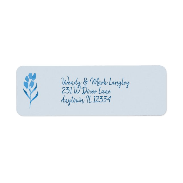 Étiquette Dusty Blue Watercolor Wedding Invitation  Label (Devant)