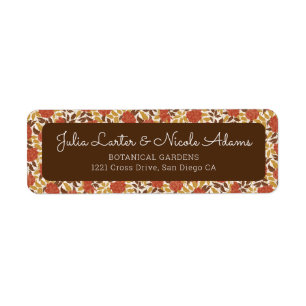 Étiquette Dusty Brunt Orange Peony Flowers Mariage de automn