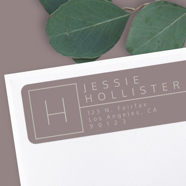 Étiquette Dusty Grey/Silver Rust Monogramme Adresse de retou (Créateur téléchargé)