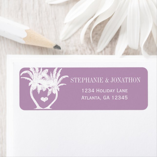 Étiquette Dusty Lavender Purple Beach Destination Mariage (En situation)